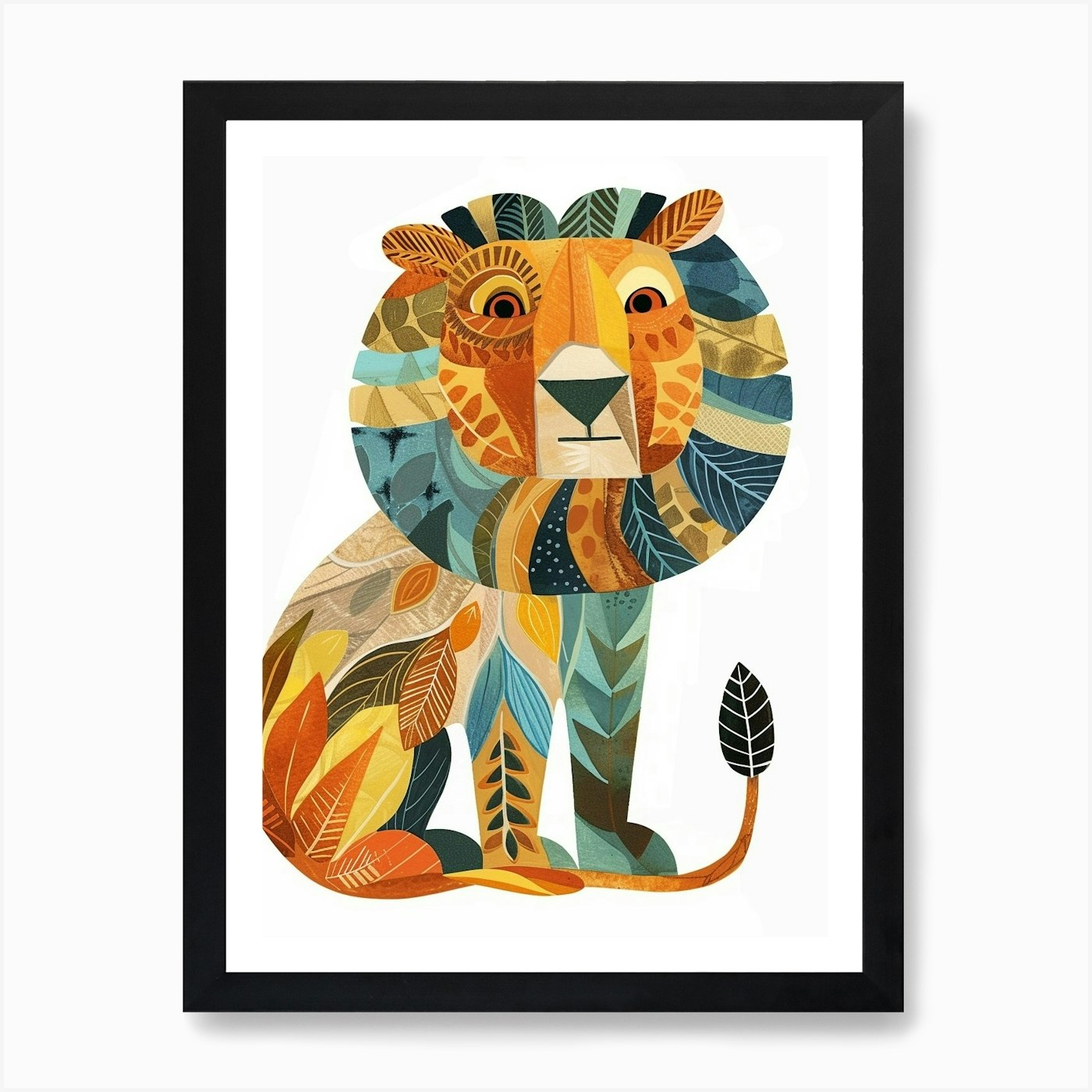 African Lion Symbolic Imagery Clipa Framed Wall Art Poster Canvas Print Picture
