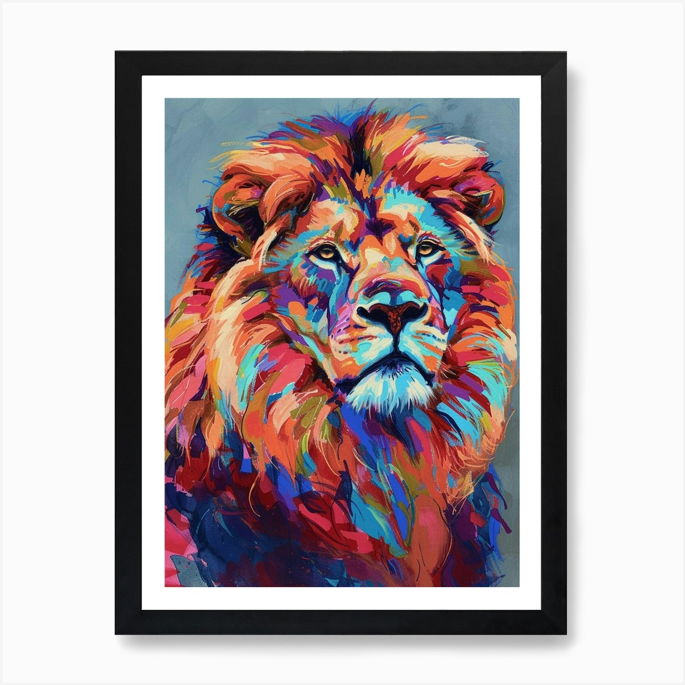 Asiatic Lion Fauvist Painting 1 Art Framed Wall Art Poster Canvas Print Picture