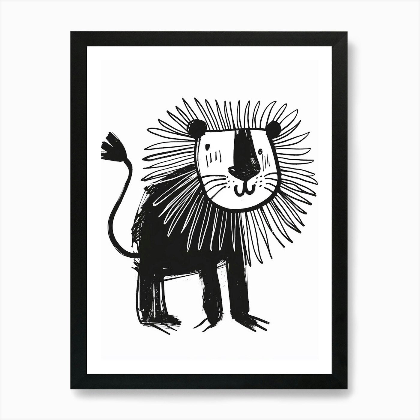 B&W Lion Art Print Framed Wall Art Poster Canvas Print Picture