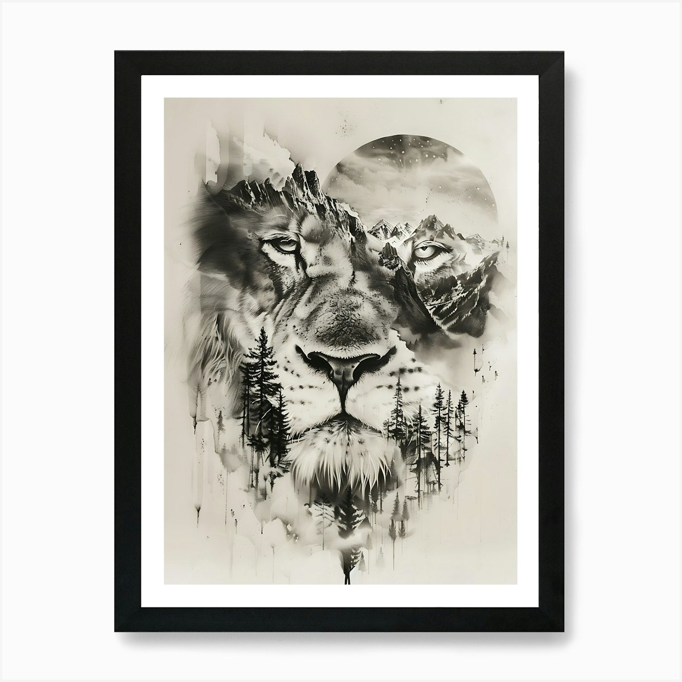 Lion In The Forest 21 Art Print Framed Wall Art Poster Canvas Print Picture