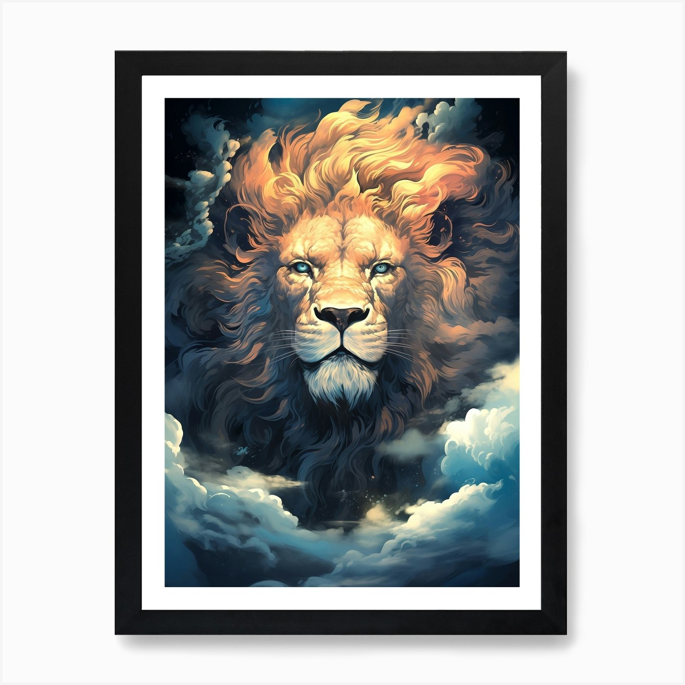 Lion In The Clouds 1 Art Print Framed Wall Art Poster Canvas Print Picture