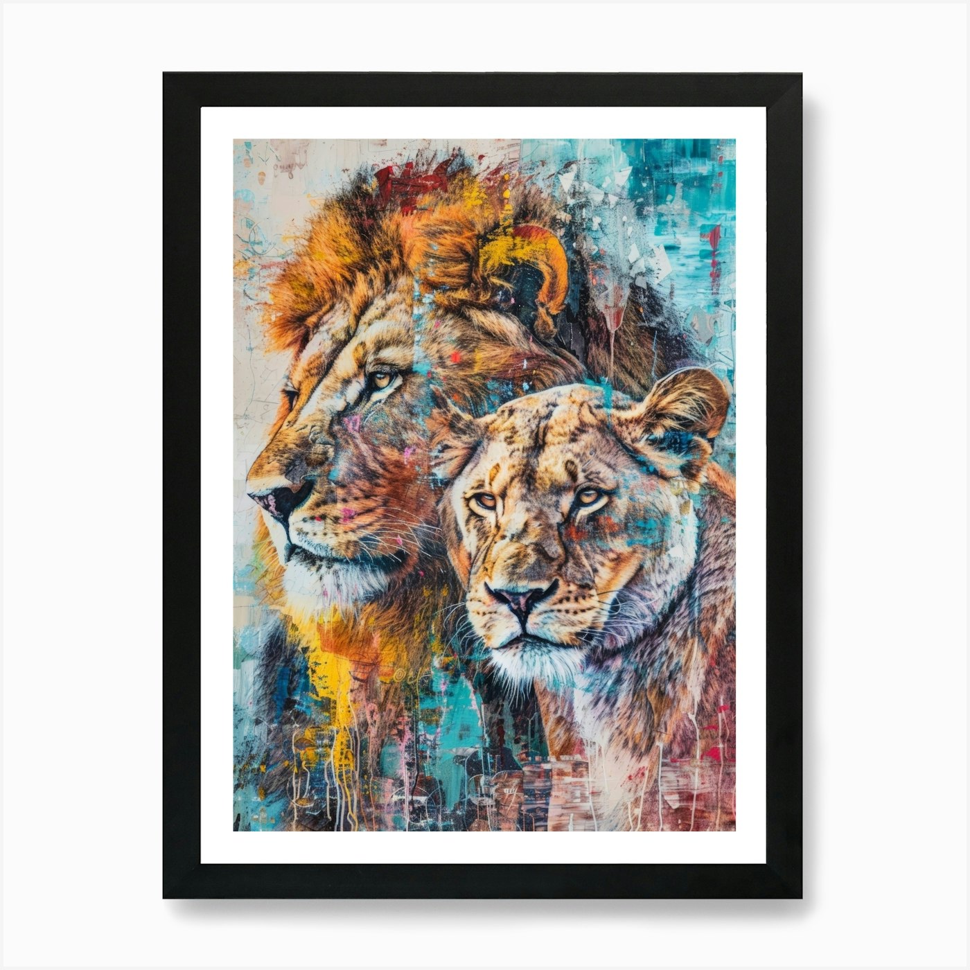 Lions 1 Art Print Framed Wall Art Poster Canvas Print Picture