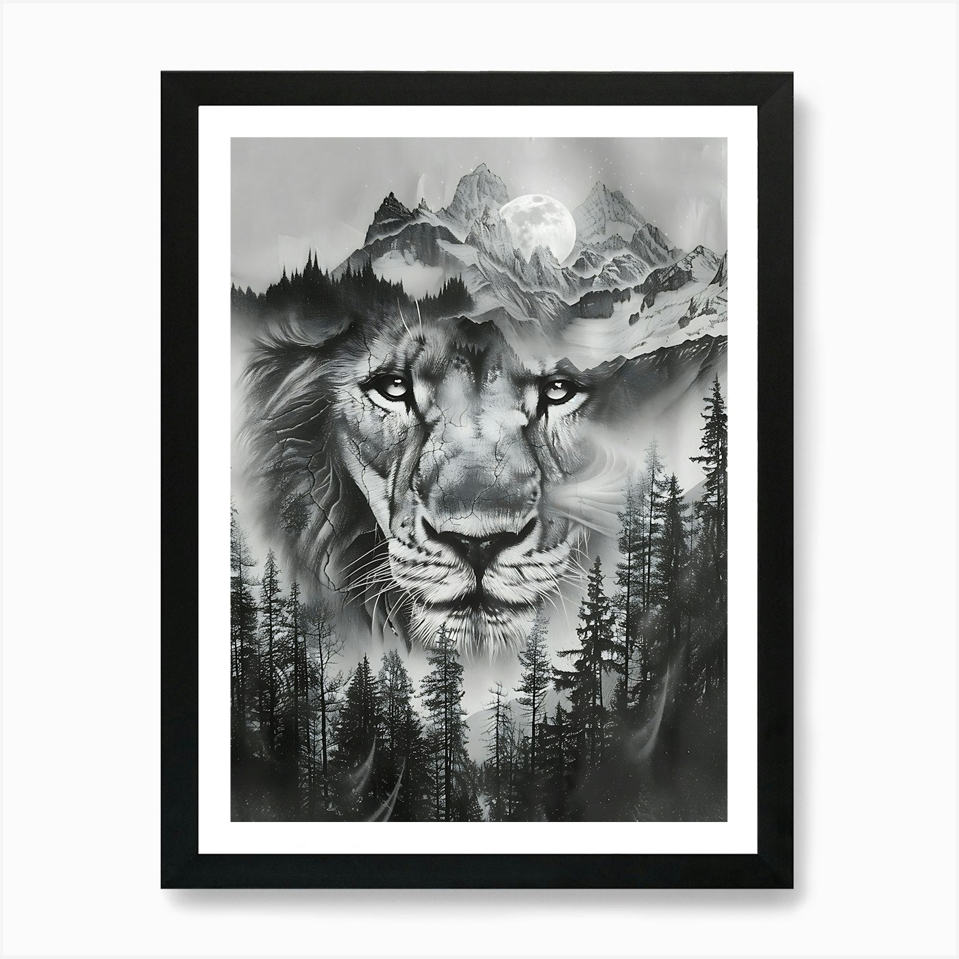 Lion In The Forest 15 Art Print Framed Wall Art Poster Canvas Print Picture