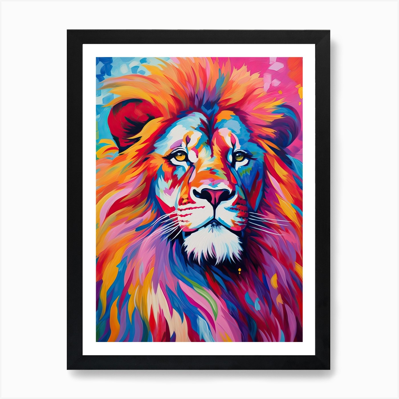 Lion Art Painting Fauvist Style 2 A Framed Wall Art Poster Canvas Print Picture