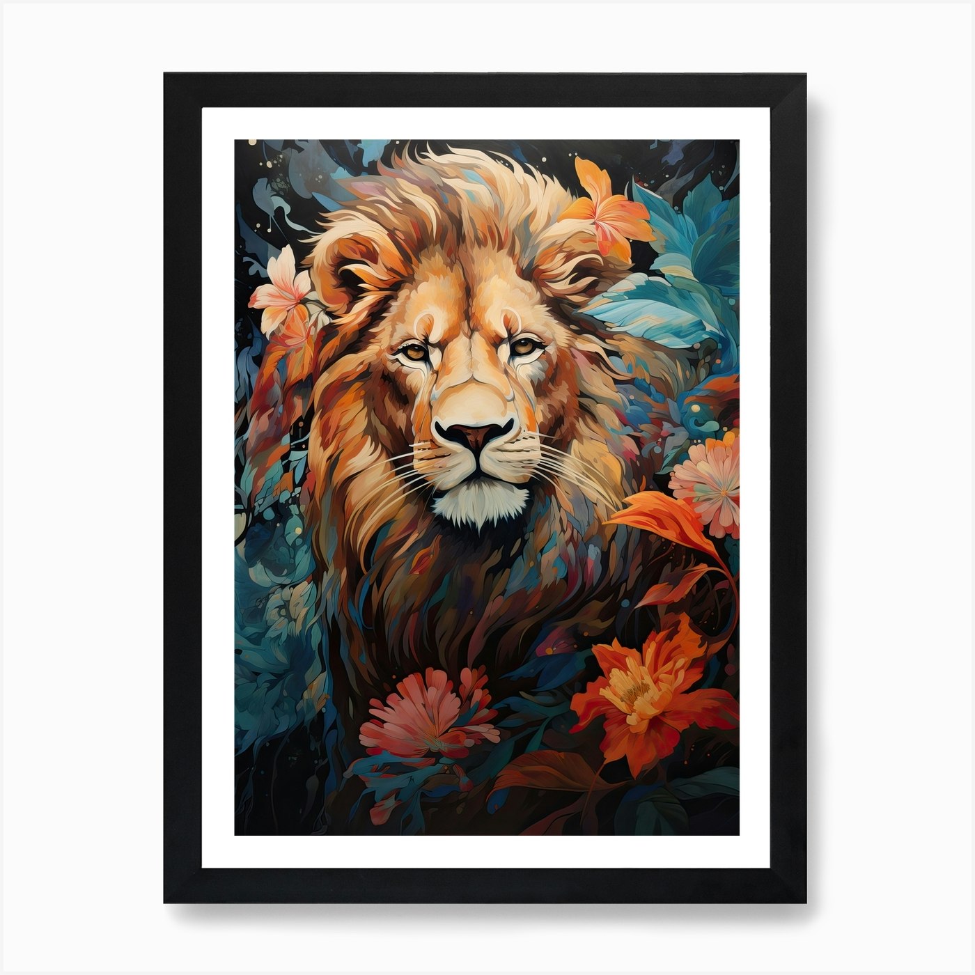 Lion Art Painting Contemporary Styl Framed Wall Art Poster Canvas Print Picture