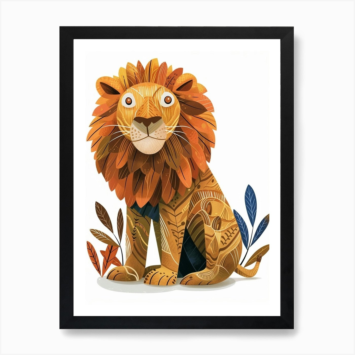Barbary Lion Symbolic Imagery Clipa Framed Wall Art Poster Canvas Print Picture