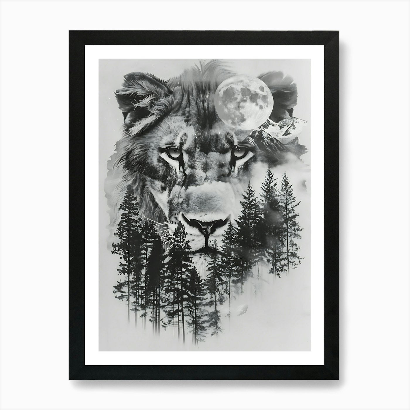 Lion In The Forest 2 Art Print Framed Wall Art Poster Canvas Print Picture