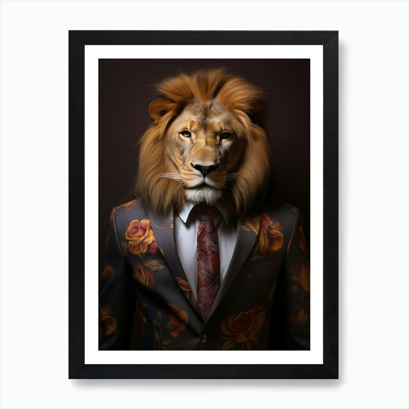 African Lion Wearing A Suit 4 Art P Framed Wall Art Poster Canvas Print Picture