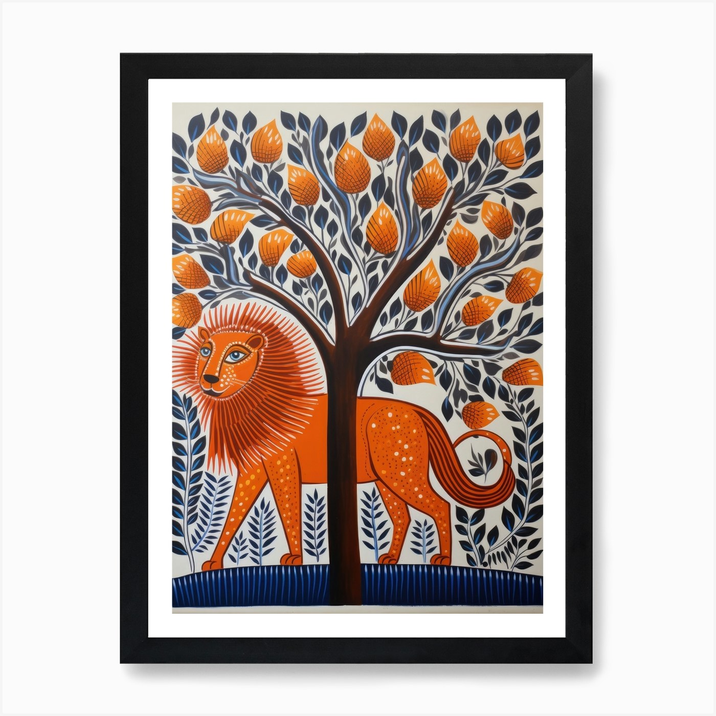 Lion In The Tree Art Print Framed Wall Art Poster Canvas Print Picture
