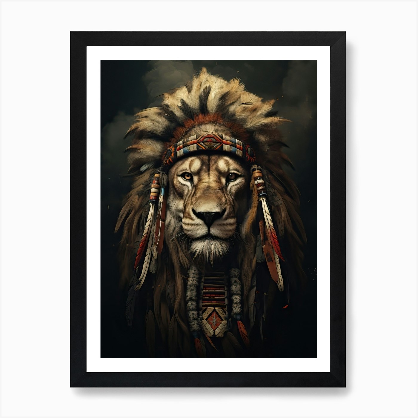 Lion Art Painting Naive Style 4 Art Framed Wall Art Poster Canvas Print Picture