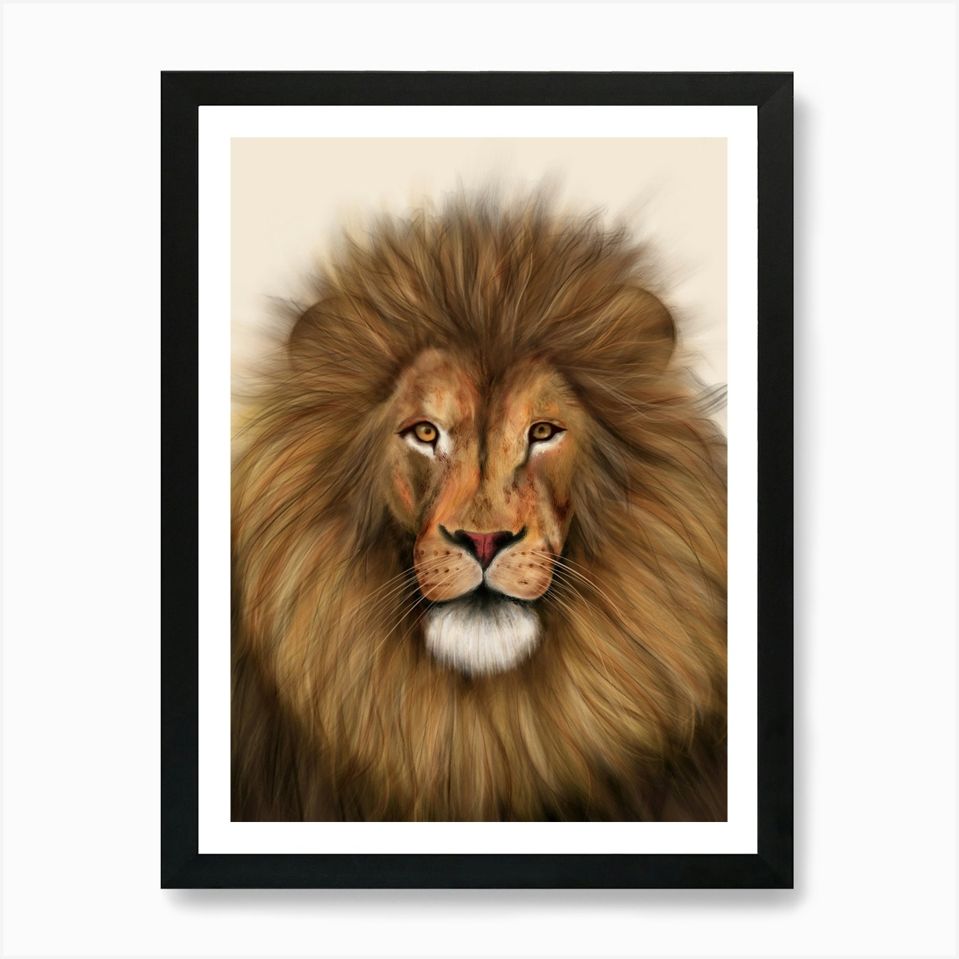 Colour Lion Portrait Art Print Framed Wall Art Poster Canvas Print Picture