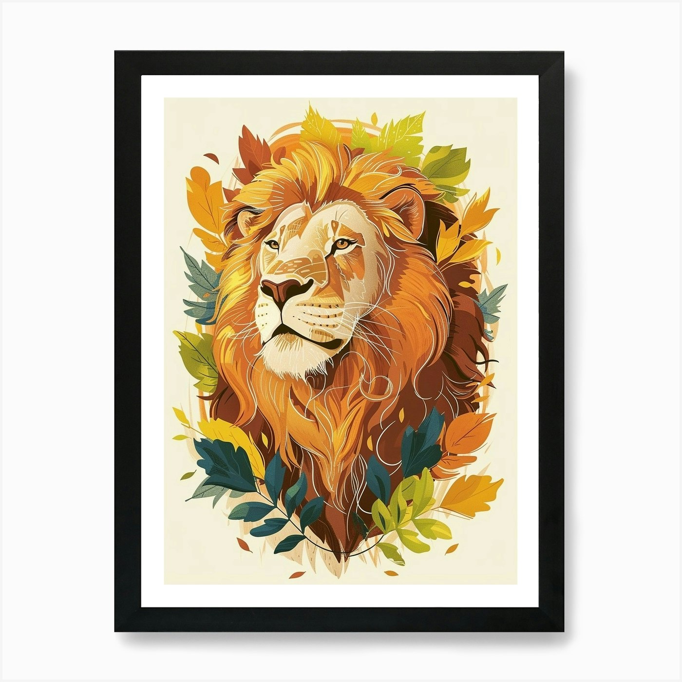 African Lion Lion In Different Seas Framed Wall Art Poster Canvas Print Picture