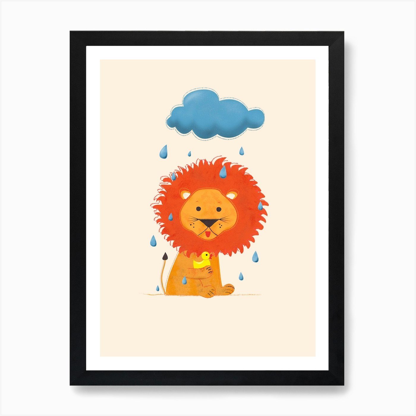 Lion And Duck Art Print Framed Wall Art Poster Canvas Print Picture