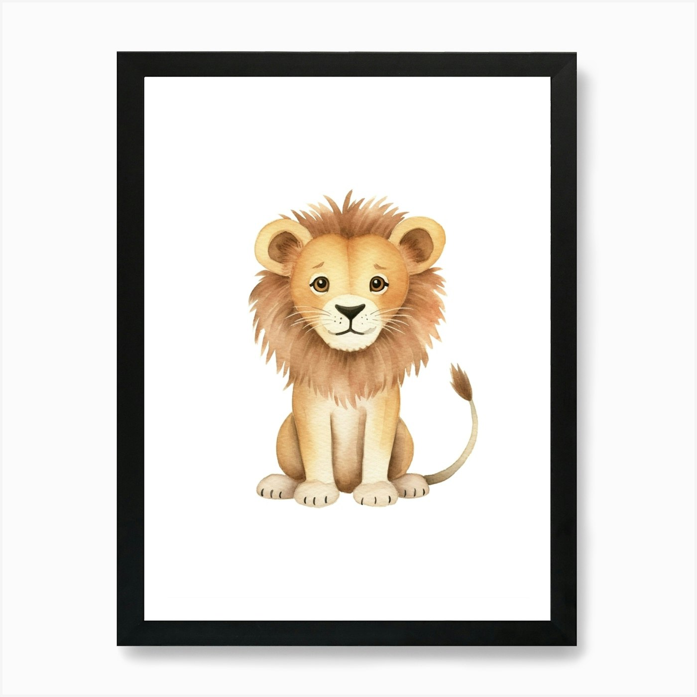 Lion Cute Art Print Framed Wall Art Poster Canvas Print Picture