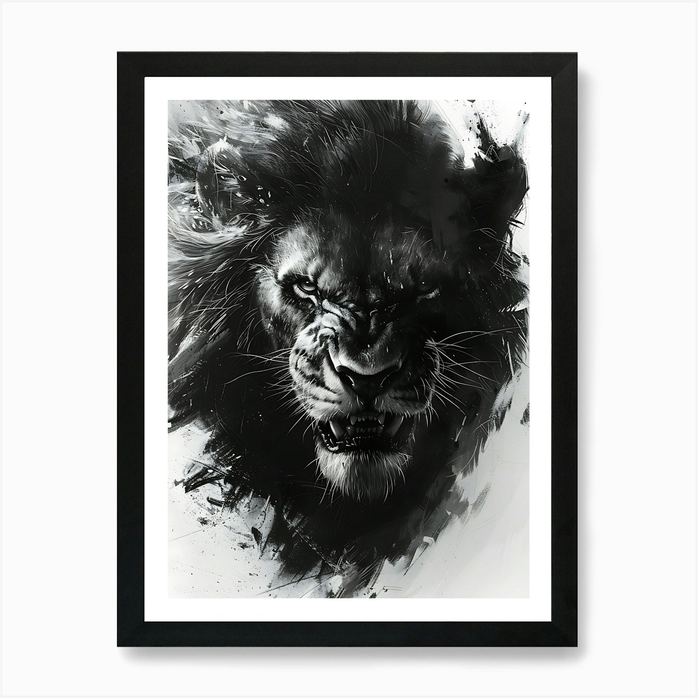 Lion Roaring 4 Art Print Framed Wall Art Poster Canvas Print Picture