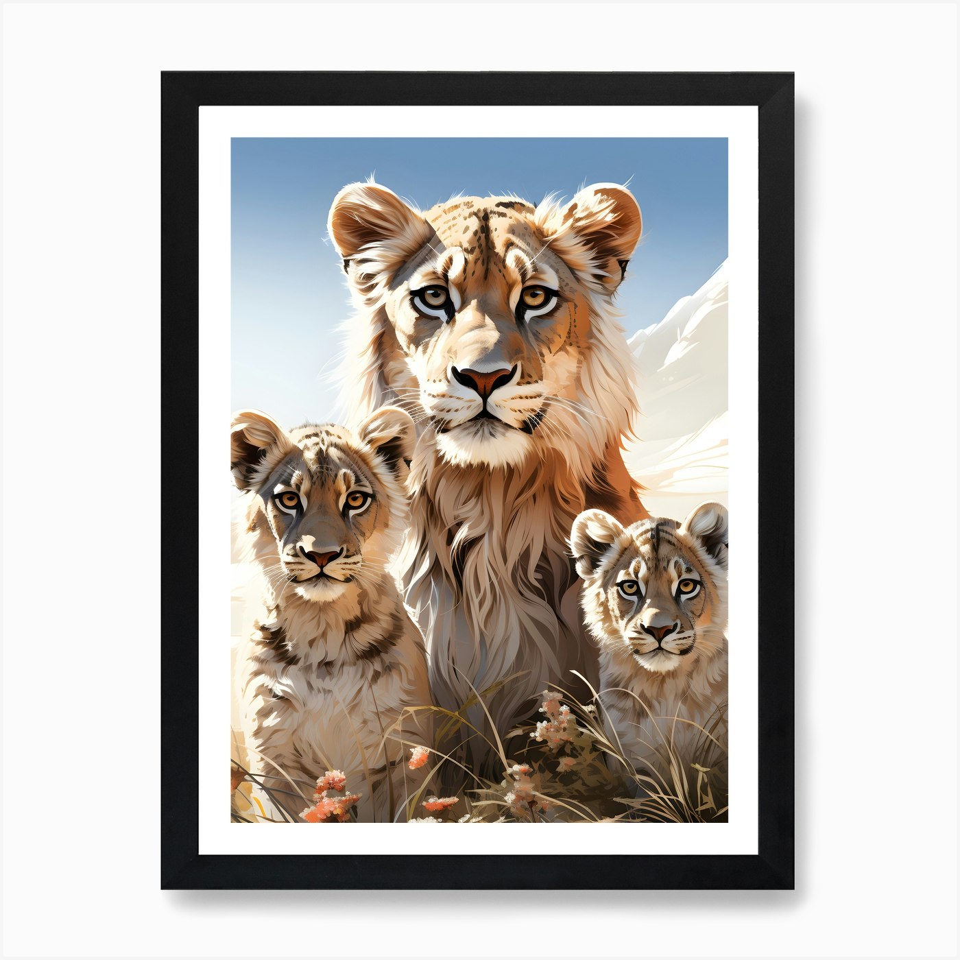 Lions In The Wild Art Print Framed Wall Art Poster Canvas Print Picture