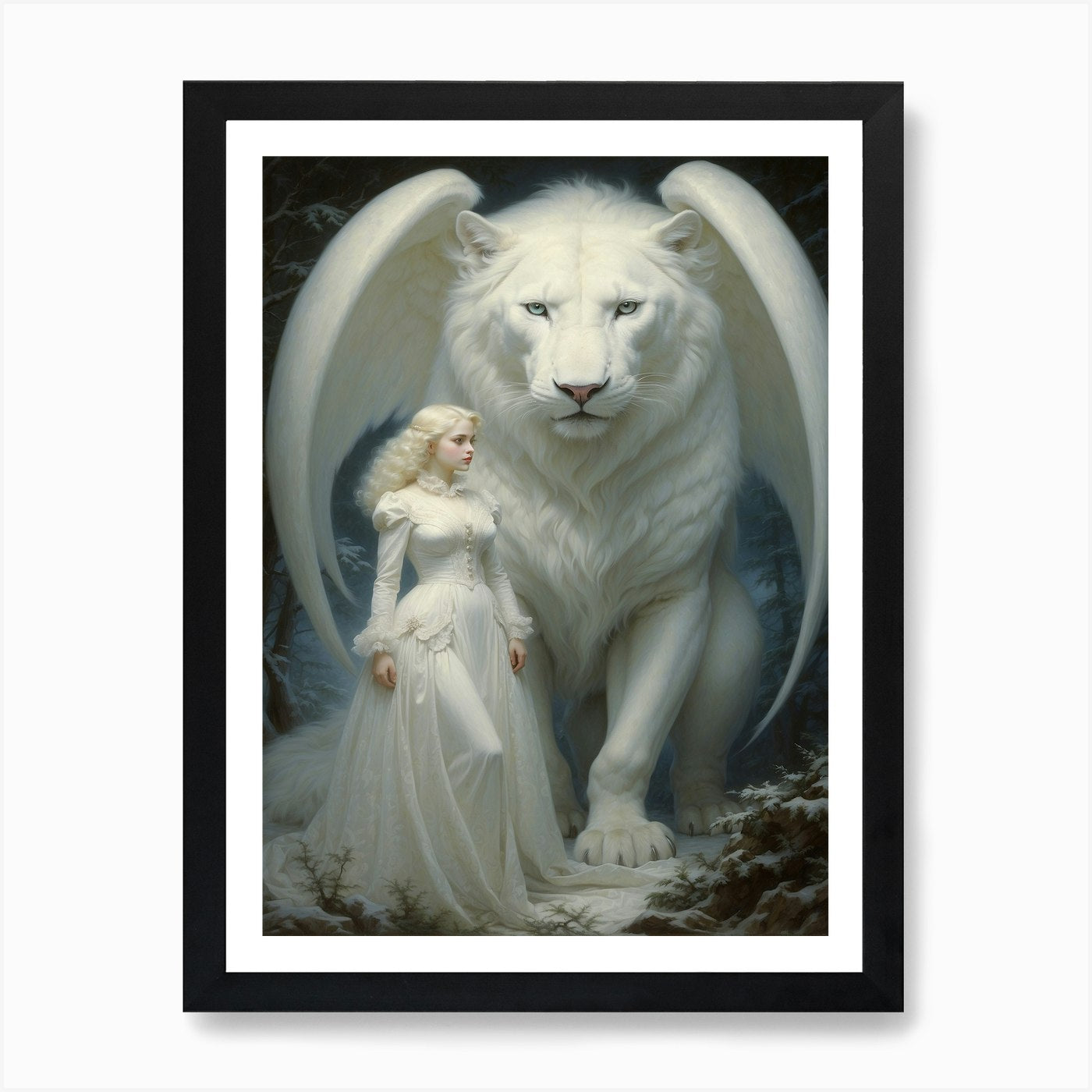 White Lion 1 Art Print Framed Wall Art Poster Canvas Print Picture
