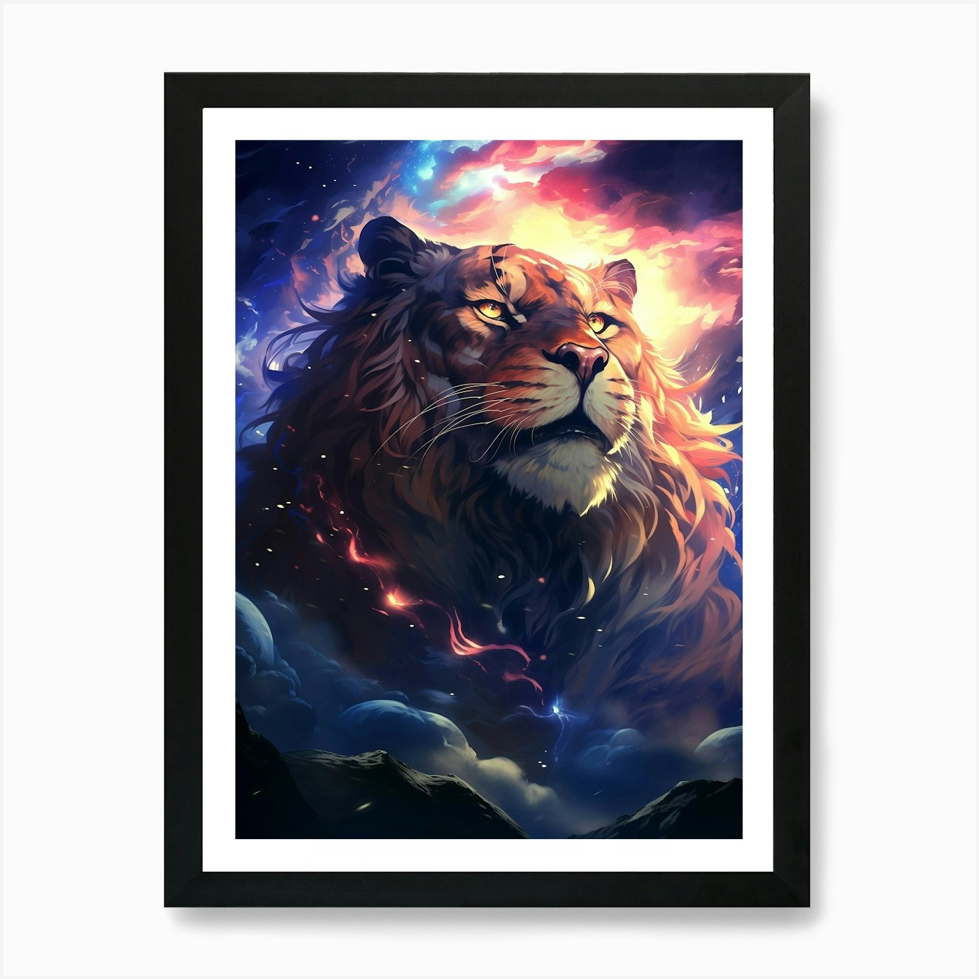 Lion In The Sky 2 Art Print Framed Wall Art Poster Canvas Print Picture