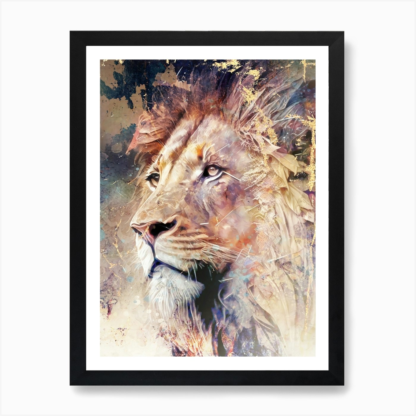 Lion Art Painting Drawing Vintage R Framed Wall Art Poster Canvas Print Picture