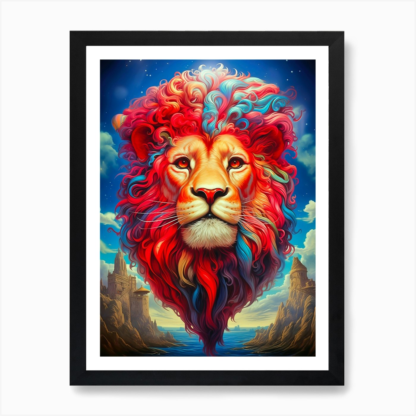 Lion Colorful 1 Art Print Framed Wall Art Poster Canvas Print Picture