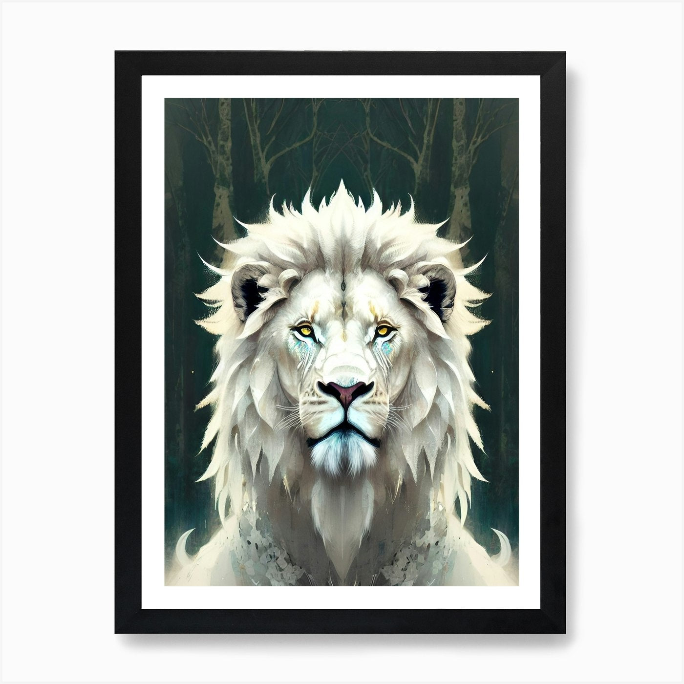 White Lion 2 Art Print Framed Wall Art Poster Canvas Print Picture