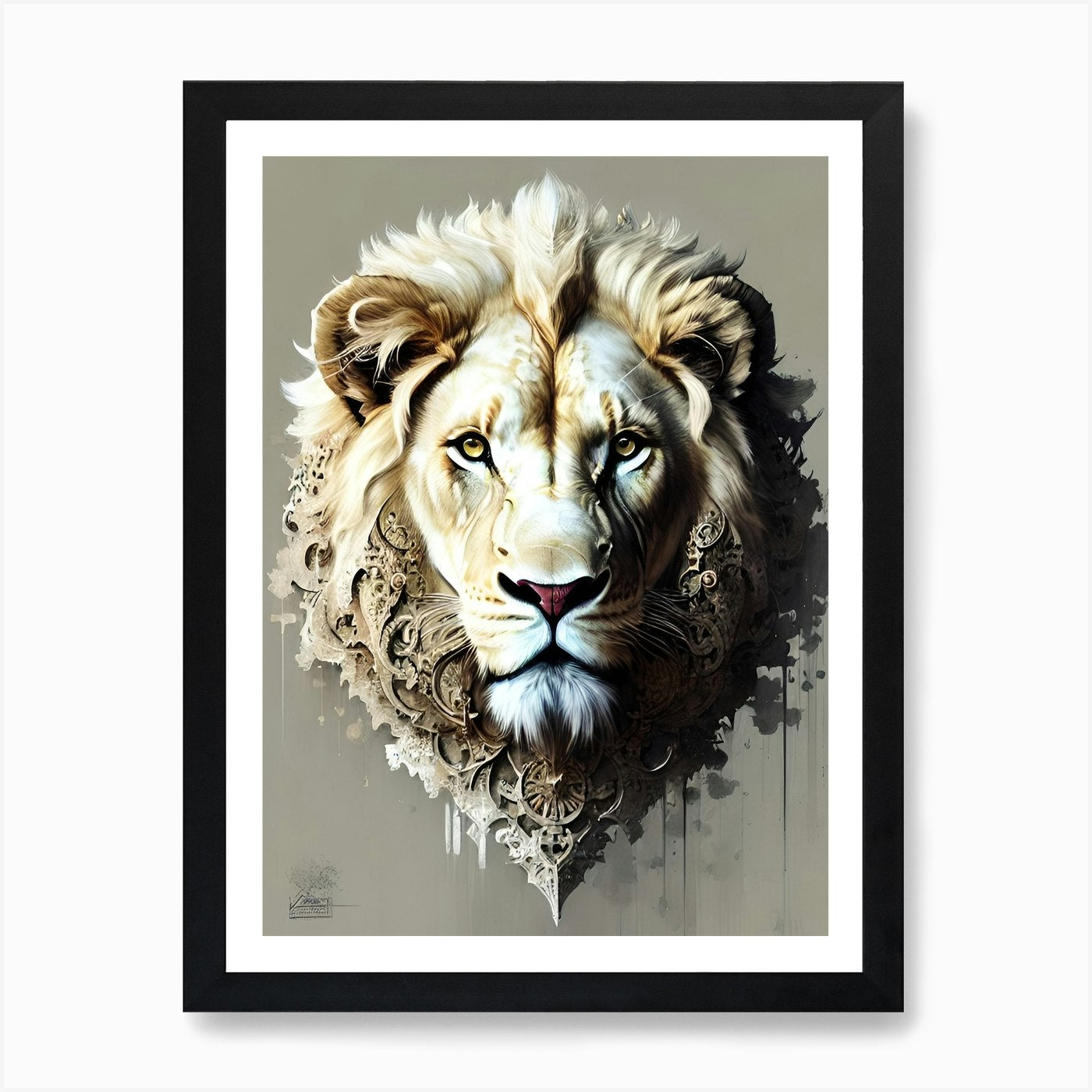 Lion Head 50 Art Print Framed Wall Art Poster Canvas Print Picture