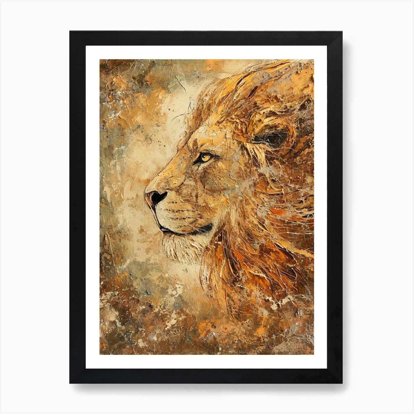 Textured Lion Painting 1 Art Print Framed Wall Art Poster Canvas Print Picture