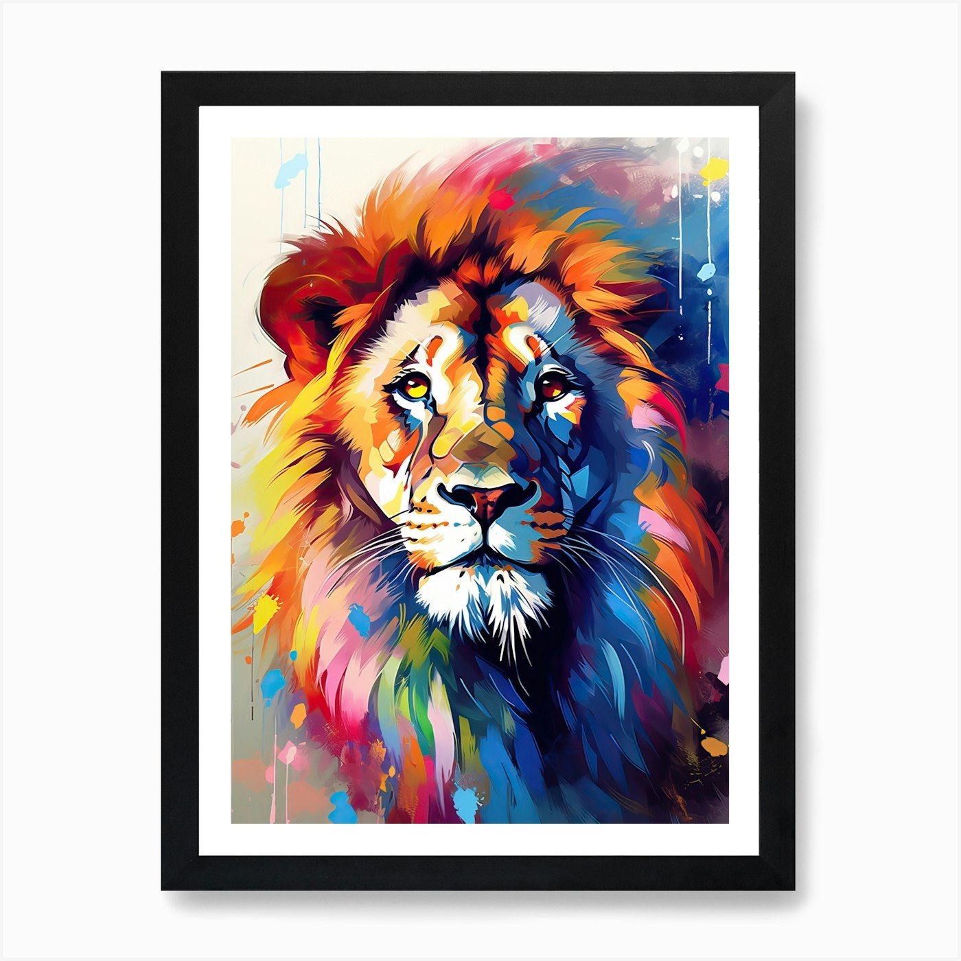 Lion Art Painting Abstract Art 4 Ar Framed Wall Art Poster Canvas Print Picture