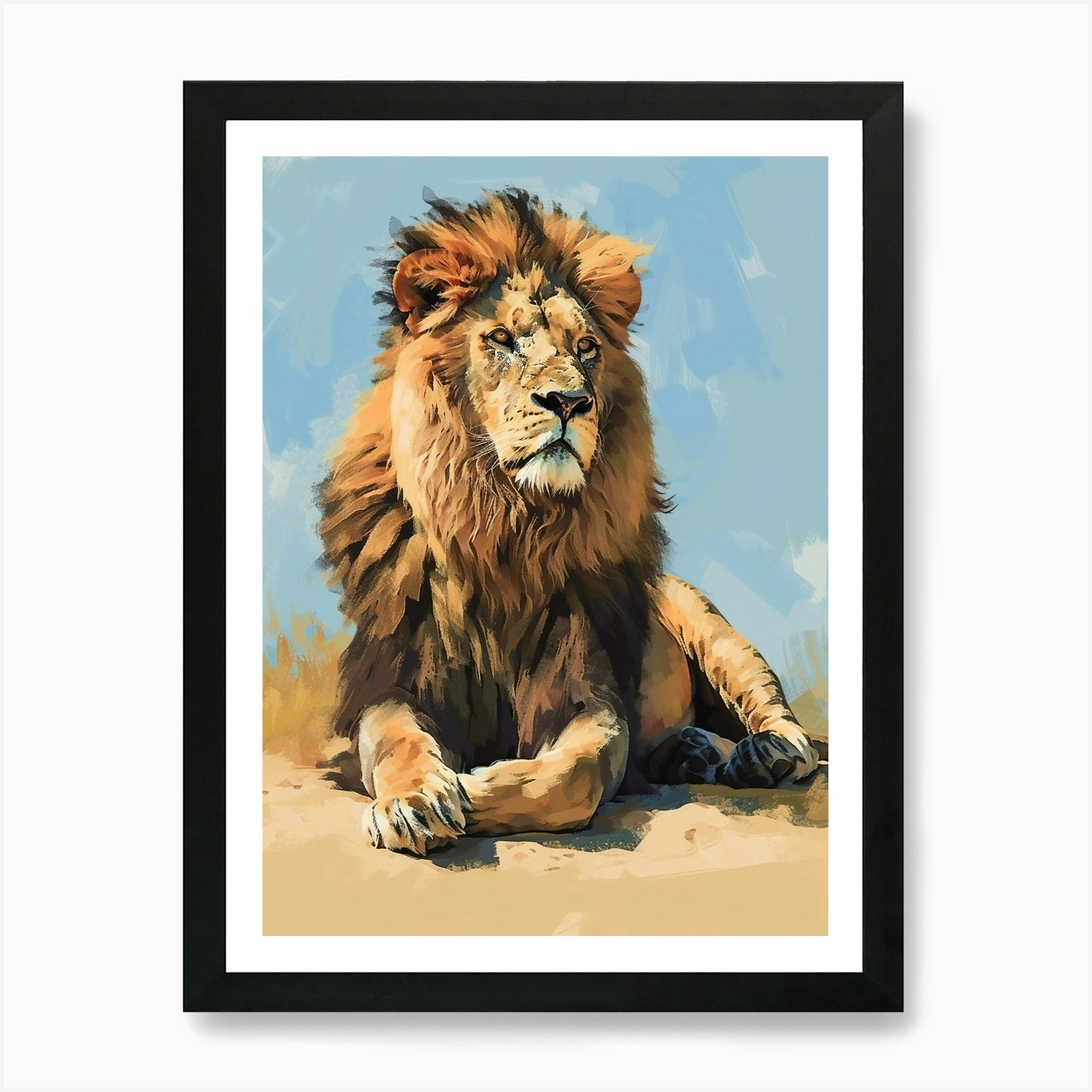Barbary Lion Acrylic Painting 4 Art Framed Wall Art Poster Canvas Print Picture