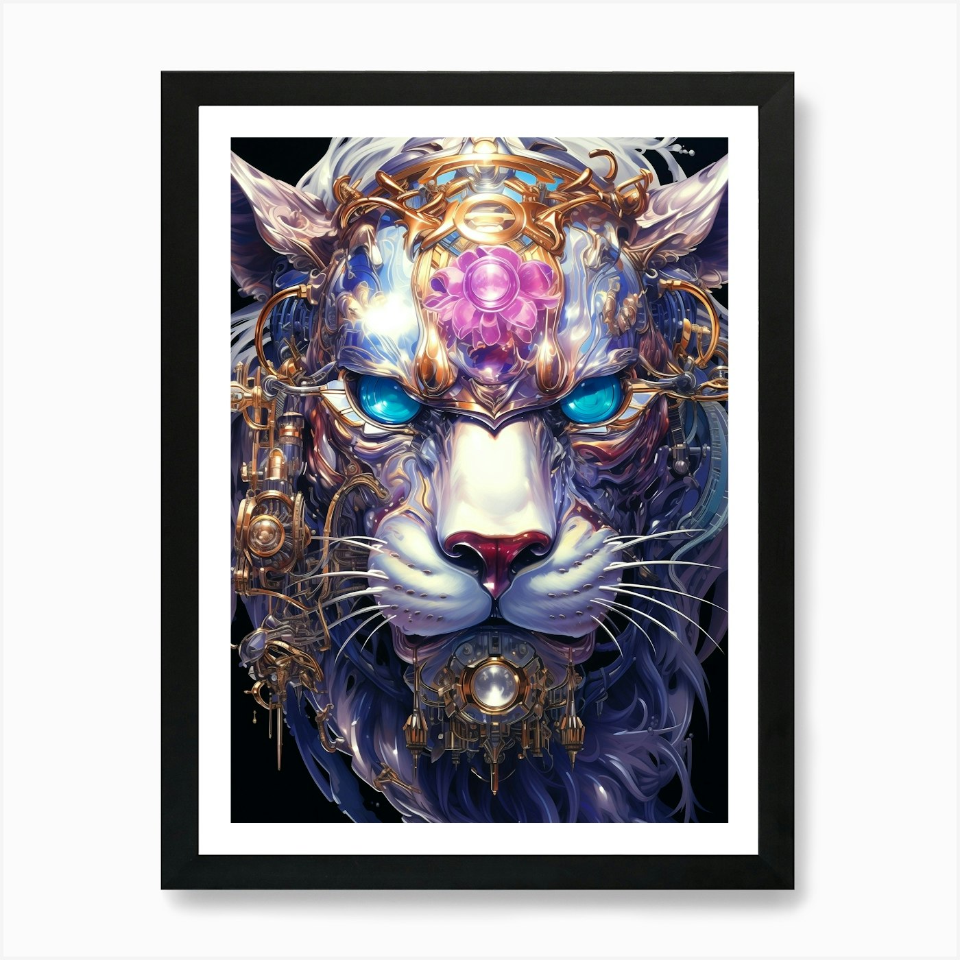 Steampunk Lion Art Print Framed Wall Art Poster Canvas Print Picture