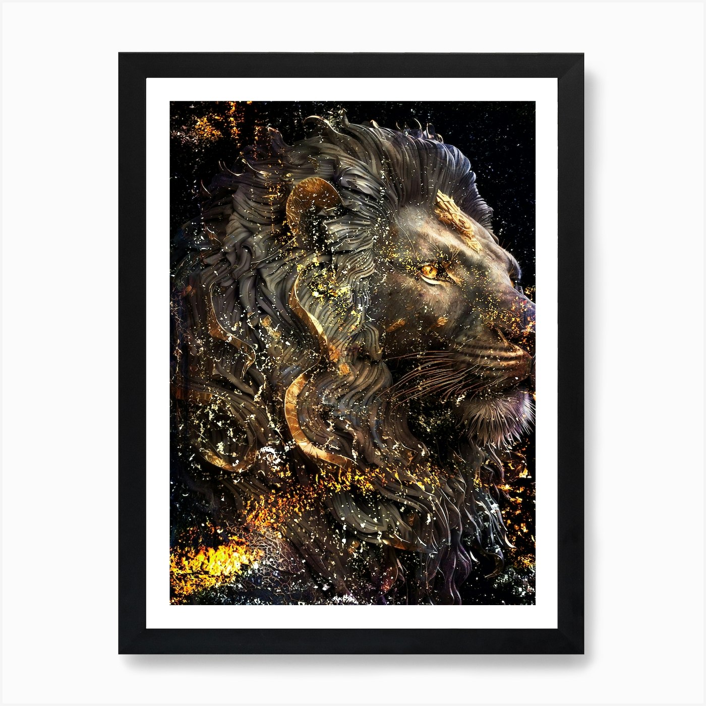 Lion Animal Art Illustration In A P Framed Wall Art Poster Canvas Print Picture
