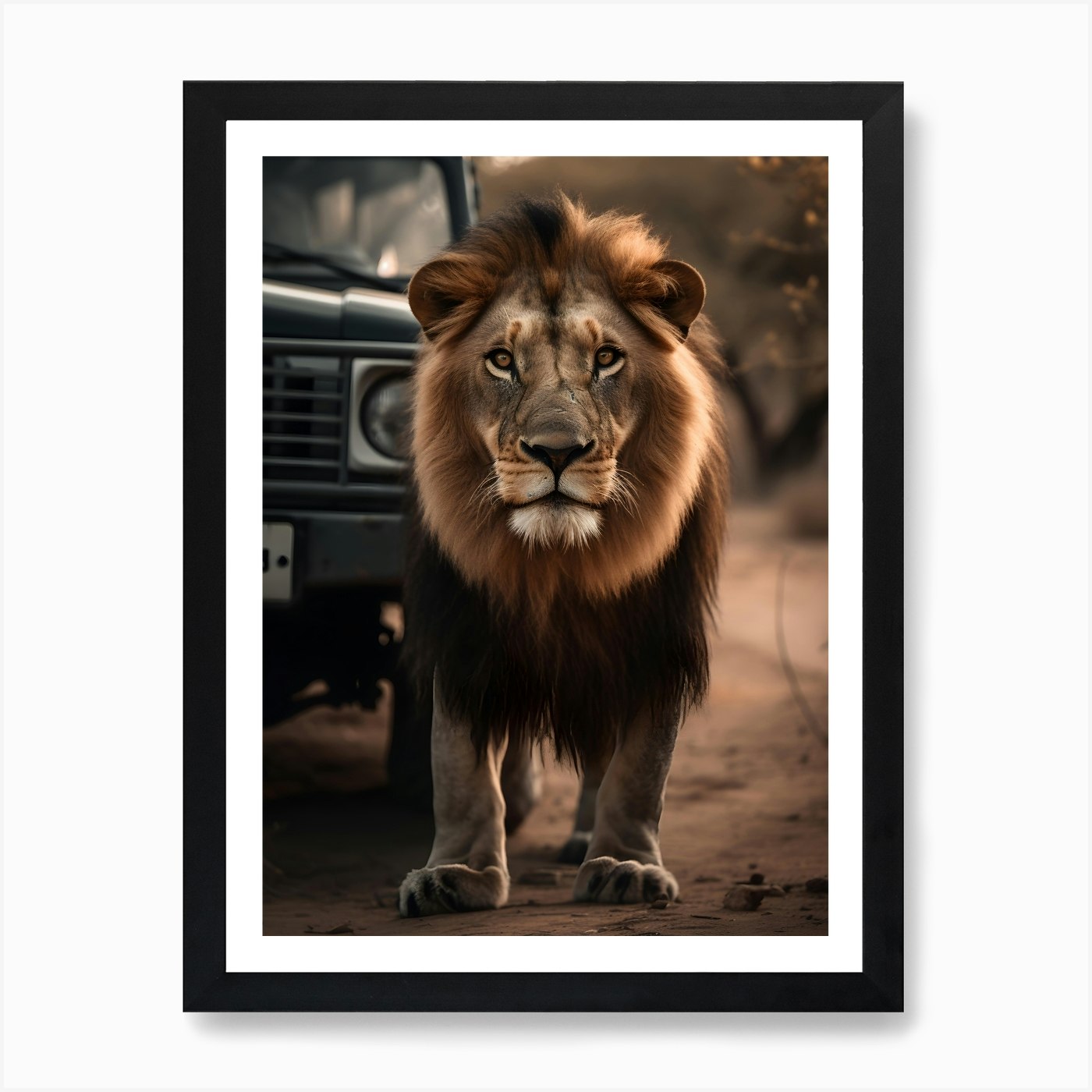 Lion In The Desert Art Print Framed Wall Art Poster Canvas Print Picture
