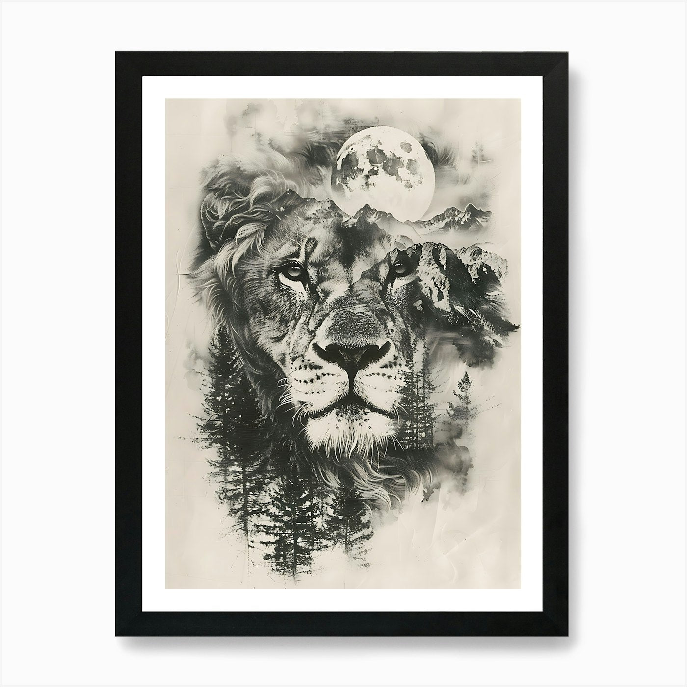 Lion In The Forest 16 Art Print Framed Wall Art Poster Canvas Print Picture
