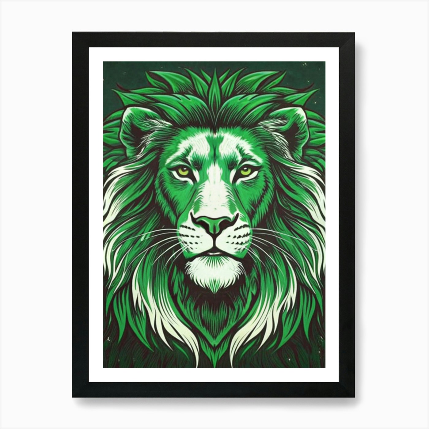 Green Lion King Art Print Framed Wall Art Poster Canvas Print Picture