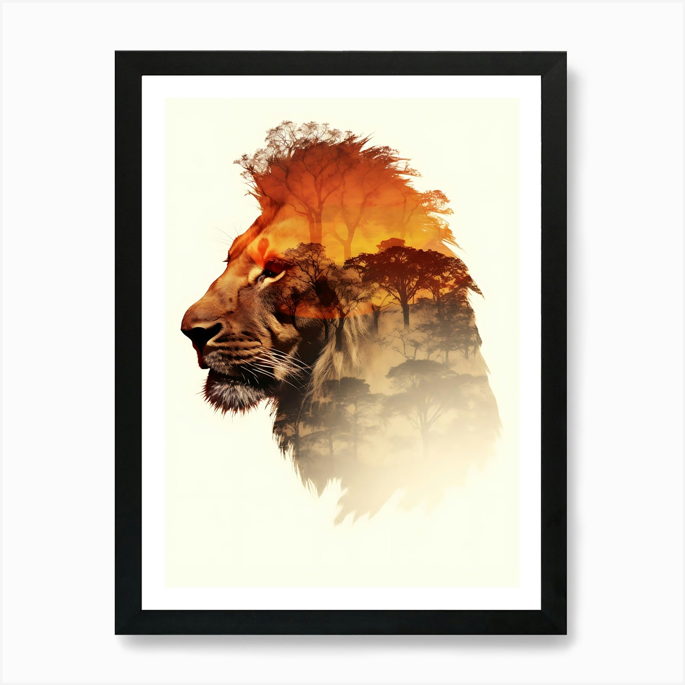 Lion At Sunset Art Print Framed Wall Art Poster Canvas Print Picture