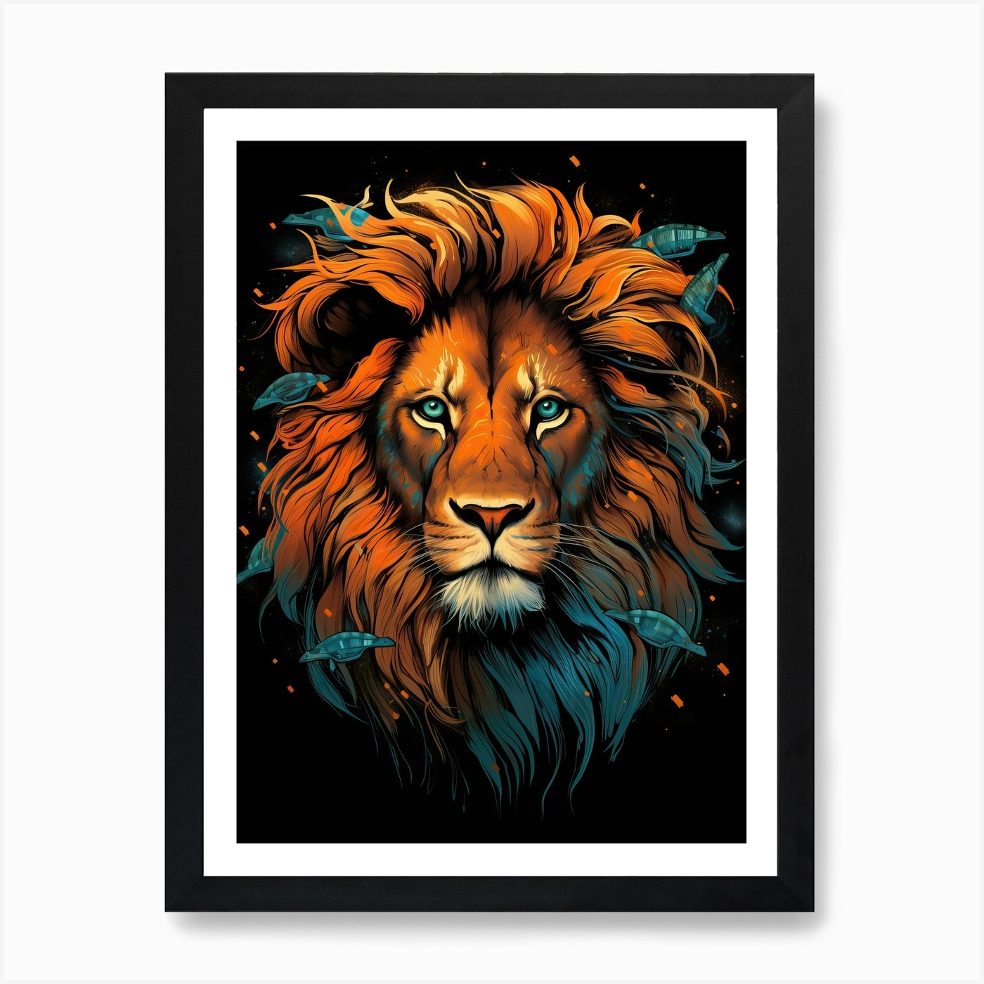 Lion Art Painting Digital Style 2 A Framed Wall Art Poster Canvas Print Picture