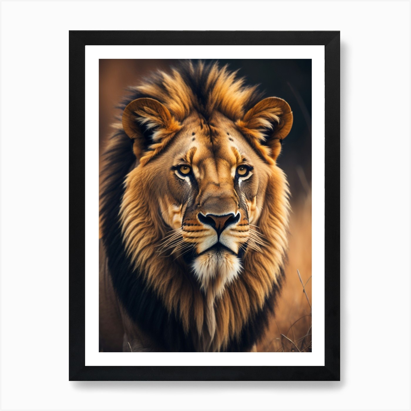 Lion Portrait Art Print Framed Wall Art Poster Canvas Print Picture
