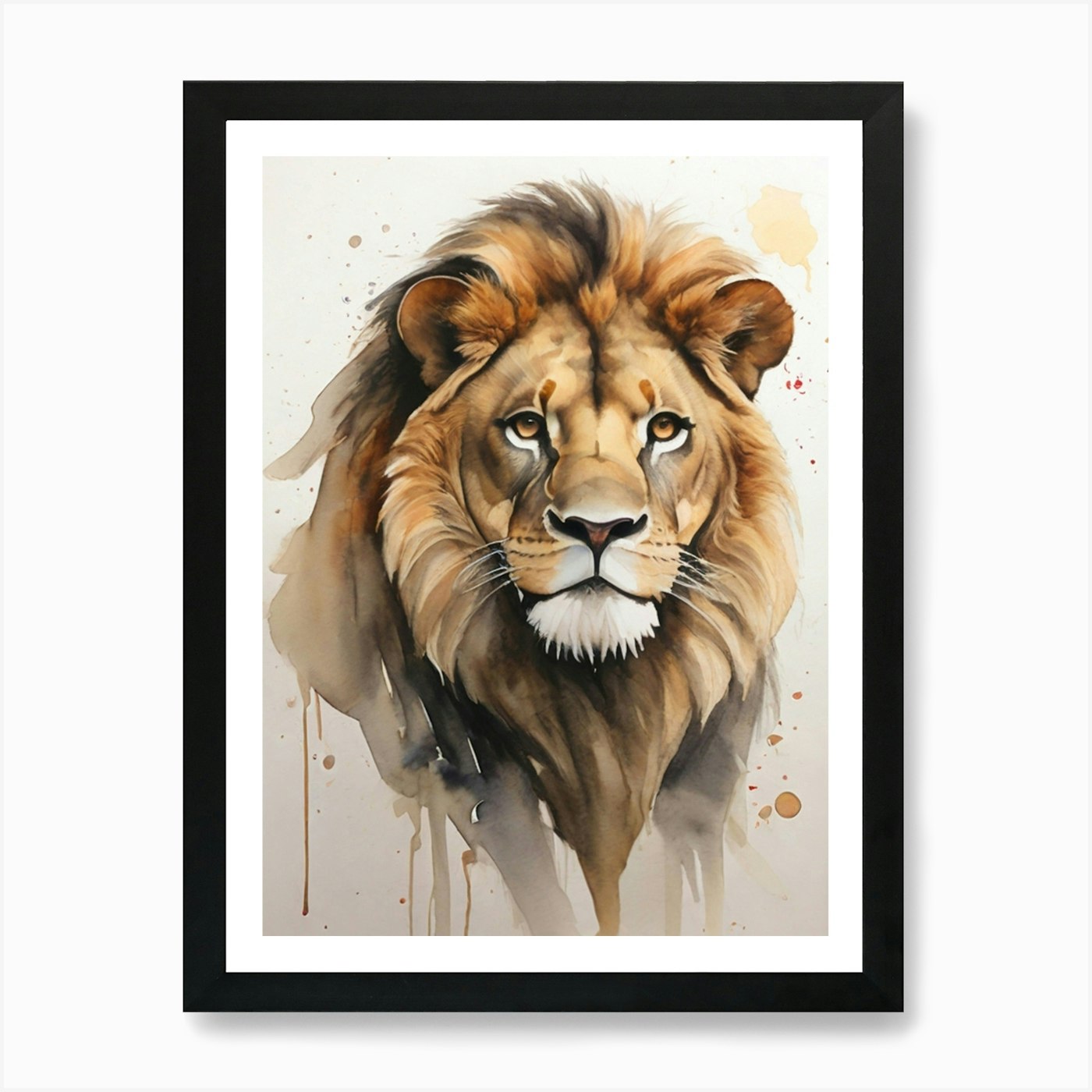 Lion Watercolor Painting 3 Art Prin Framed Wall Art Poster Canvas Print Picture