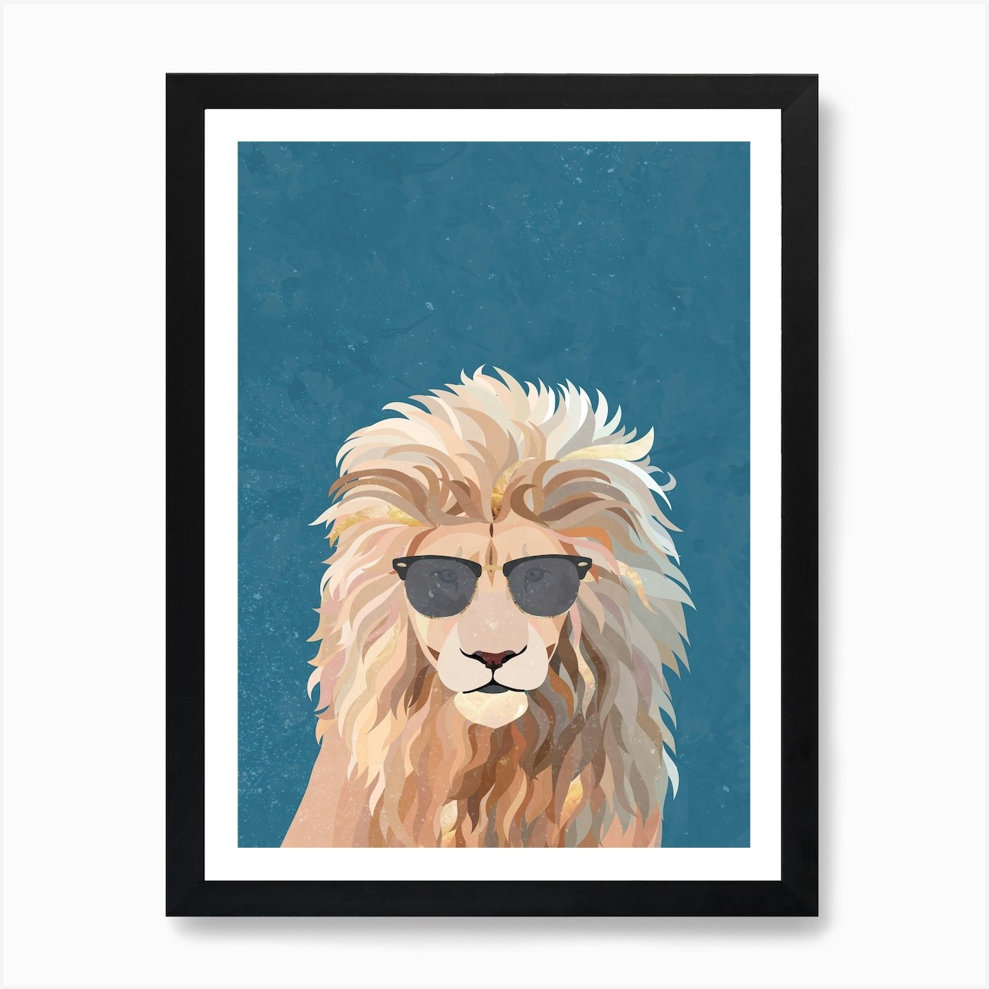 Lion In Sunglasses 2 Art Print Framed Wall Art Poster Canvas Print Picture