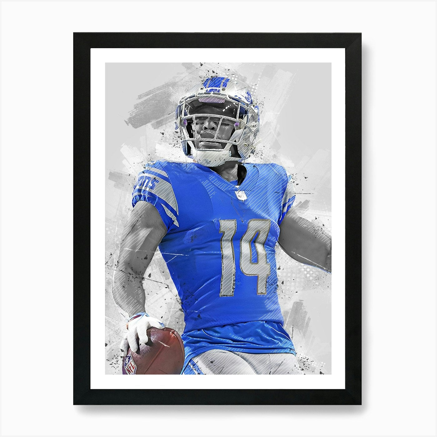 Amon-Ra St. Brown Detroit Lions Art Framed Wall Art Poster Canvas Print Picture