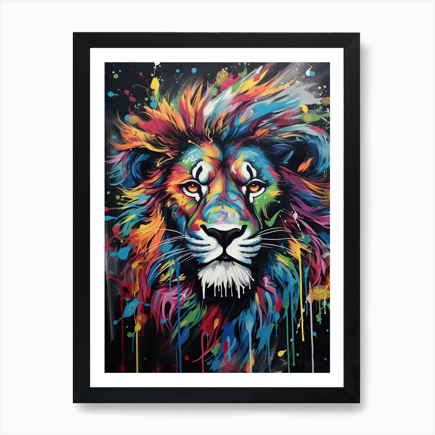 Lion Art Painting Graffiti Style 4 Framed Wall Art Poster Canvas Print Picture