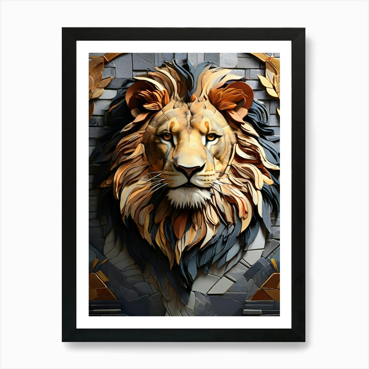 Lion Head 3 Art Print Framed Wall Art Poster Canvas Print Picture