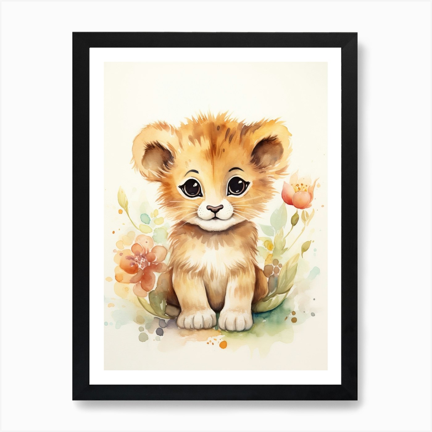 Crafting Watercolour Lion Art Paint Framed Wall Art Poster Canvas Print Picture