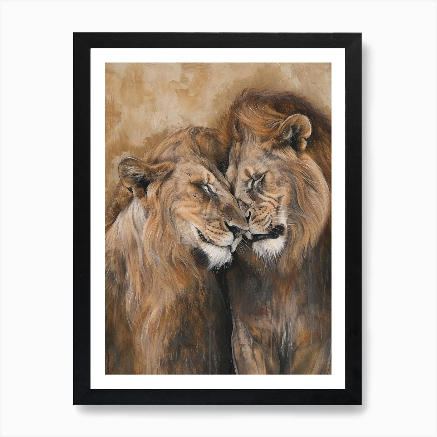 Barbary Lion Rituals Acrylic Painti Framed Wall Art Poster Canvas Print Picture
