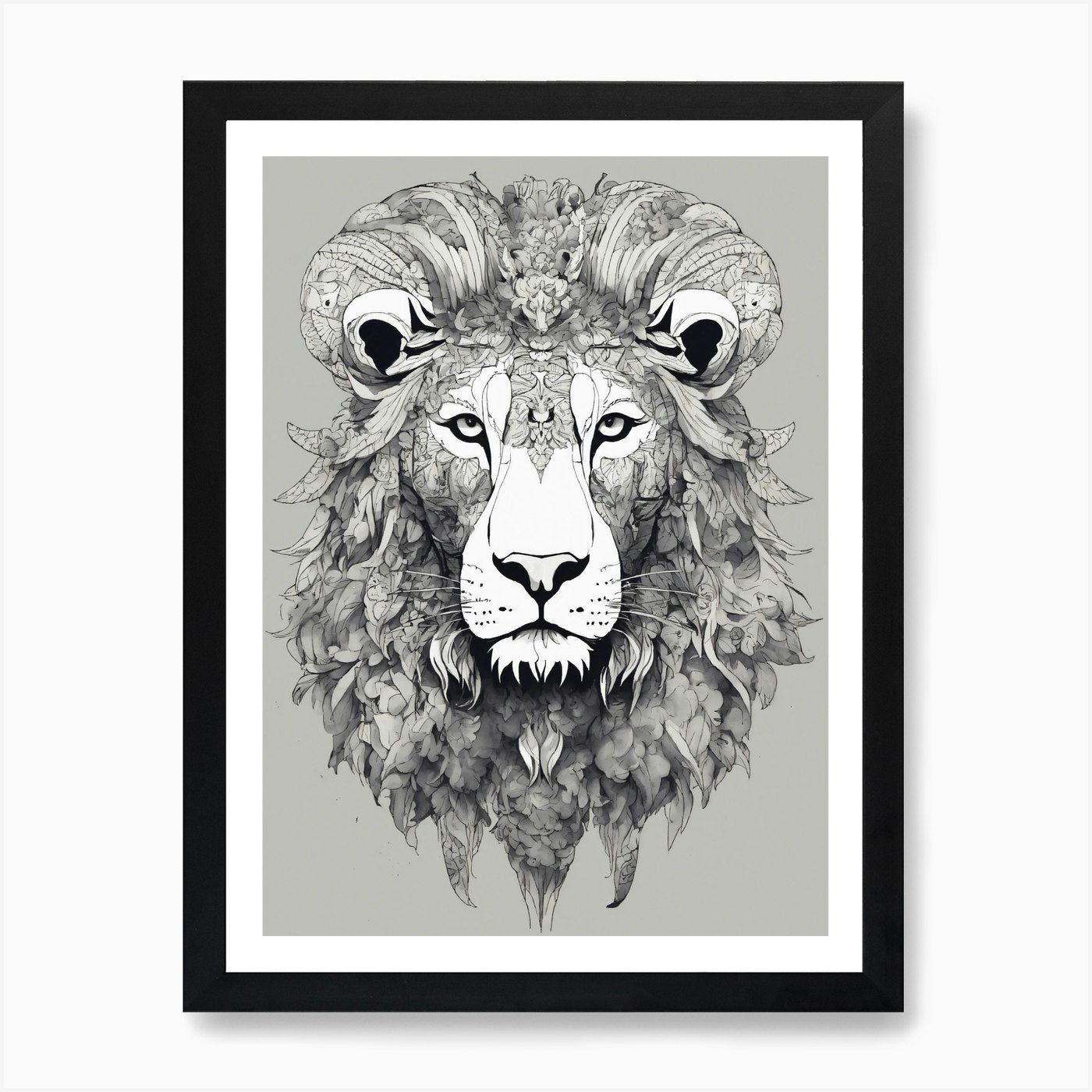 Lion Head Art Print Framed Wall Art Poster Canvas Print Picture