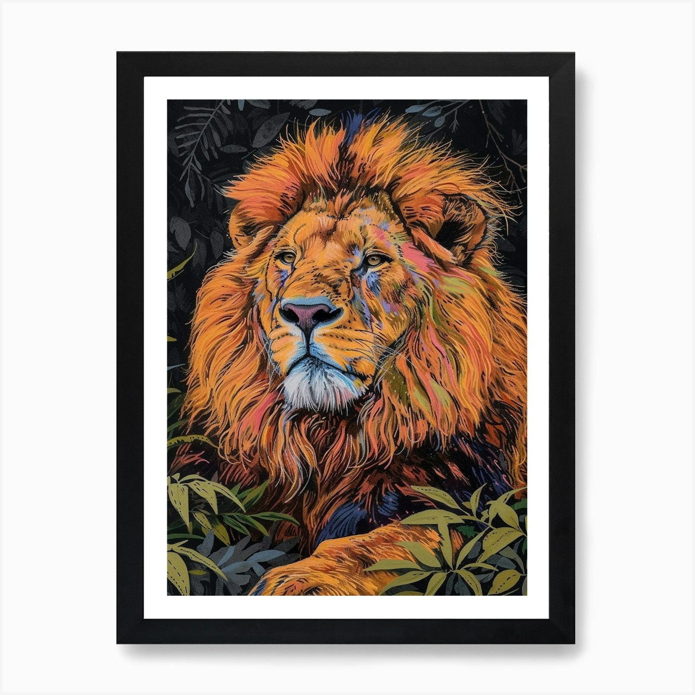 Masai Lion Lion In Different Season Framed Wall Art Poster Canvas Print Picture
