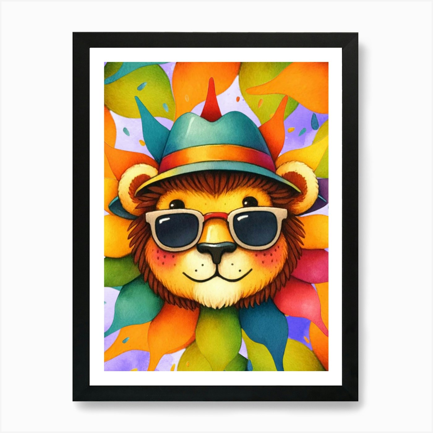 Lion flower, Lion Art, King of the Framed Wall Art Poster Canvas Print Picture