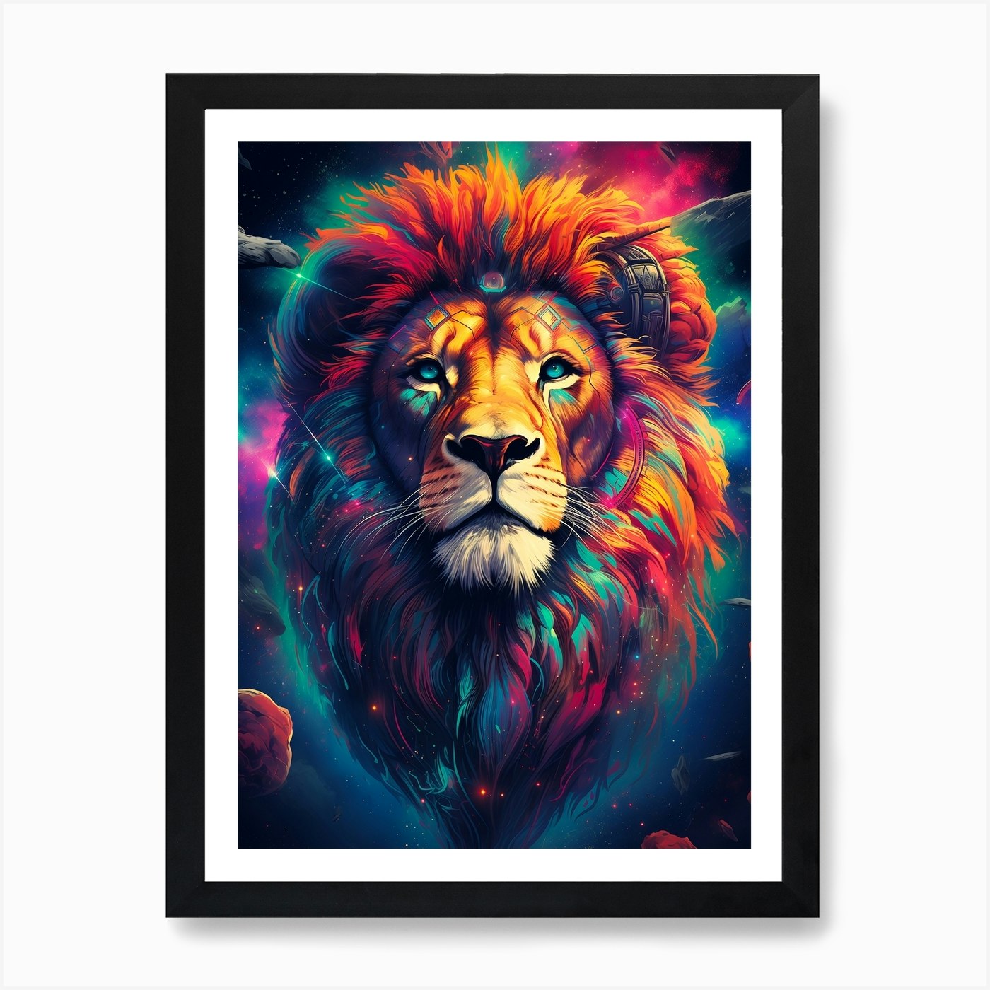 Galaxy Lion Art Print Framed Wall Art Poster Canvas Print Picture