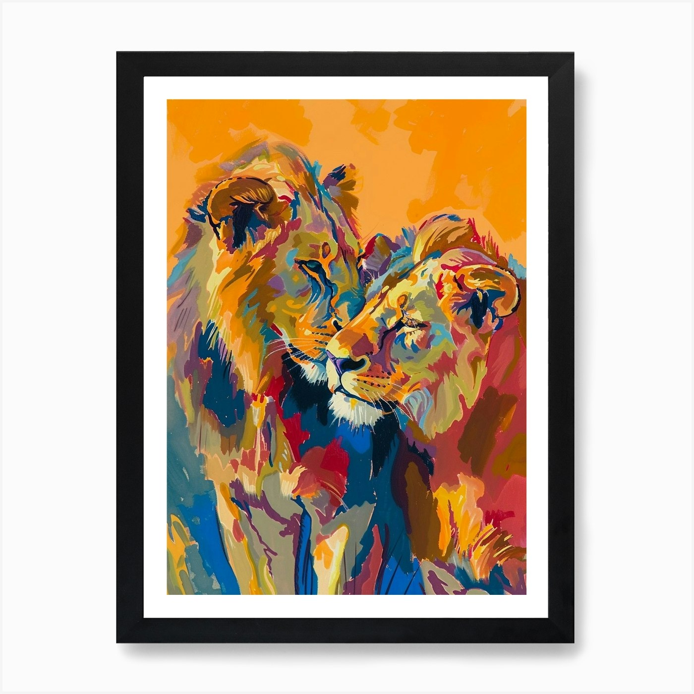 Southwest African Lion Rituals Fauv Framed Wall Art Poster Canvas Print Picture