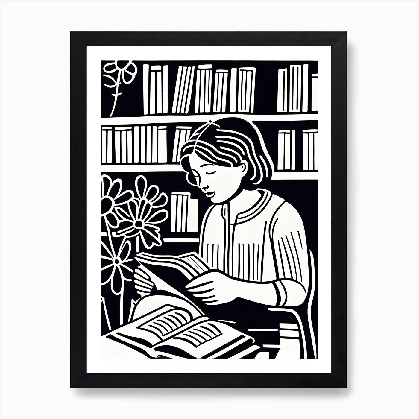 Just a girl who loves to read, Lion Framed Wall Art Poster Canvas Print Picture